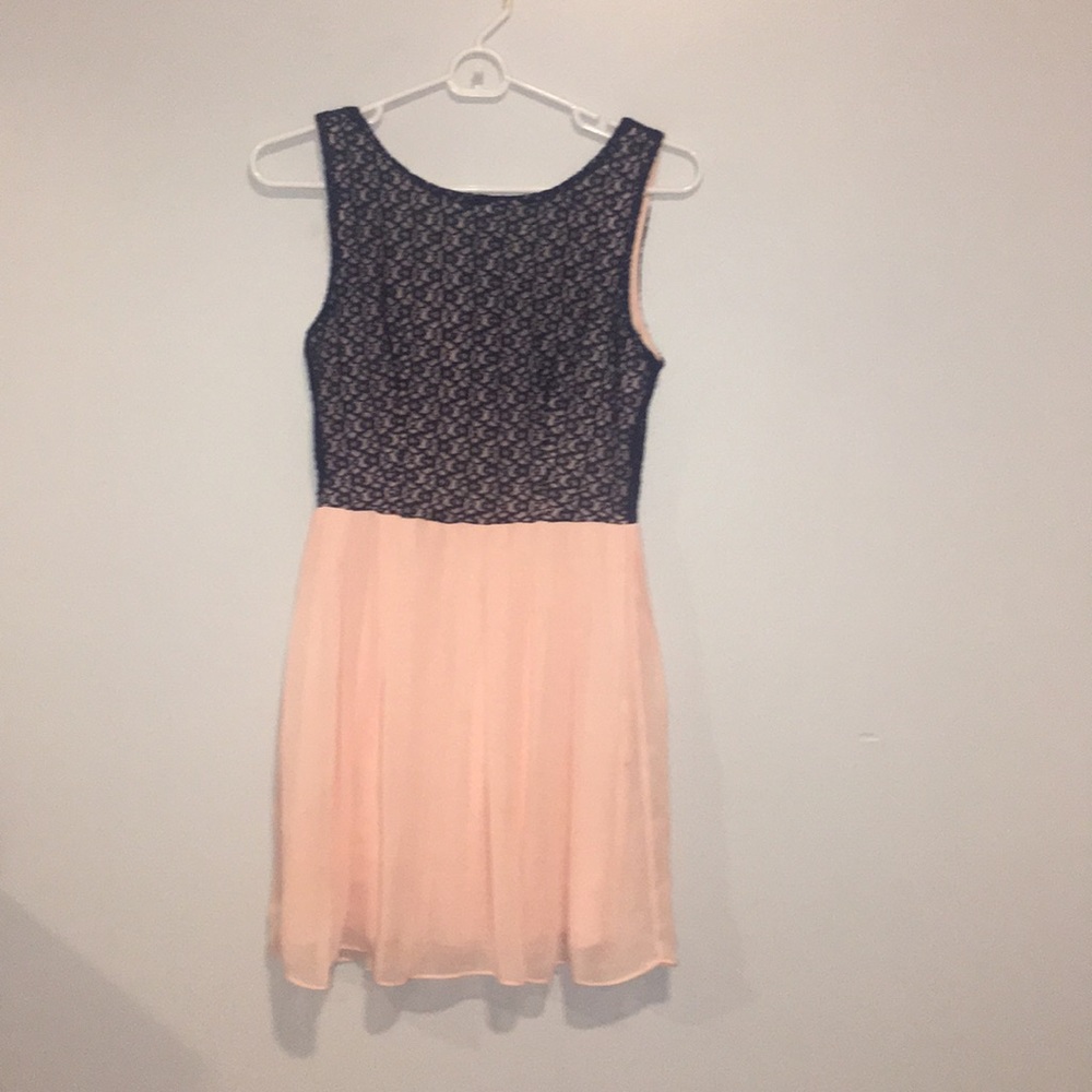 Dark blue top light pink bottom formal dress